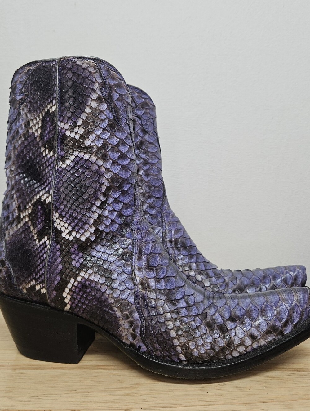 Back At The Ranch 1/1 Hand Crafted Purple Python Ankle Boots Size 6